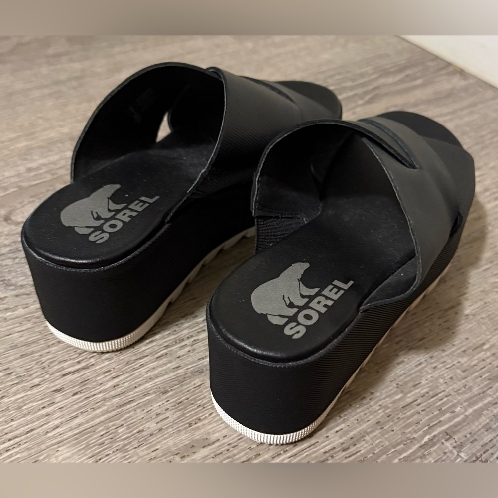 Sorel Cameron Flatform Mule Sandals | Black Platform Slides | Women’s Size 5 - Picture 6 of 7
